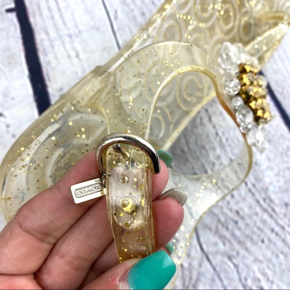 Coach sunflower gold and clear sandals size8 - Picture 6 of 7